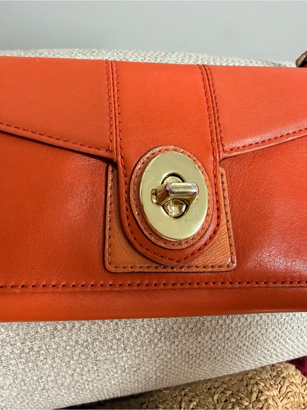 Coach Women's Leather Turn-Lock Crossbody Bag - Orange